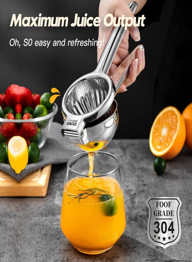 CCKO Lemon Lime Squeezer Stainless Steel Manual Juicer Extra Large Heavy Duty Citrus Juicer Hand Press Max Extraction Fruit Juicer for Oranges Lemons Limes - Image 2